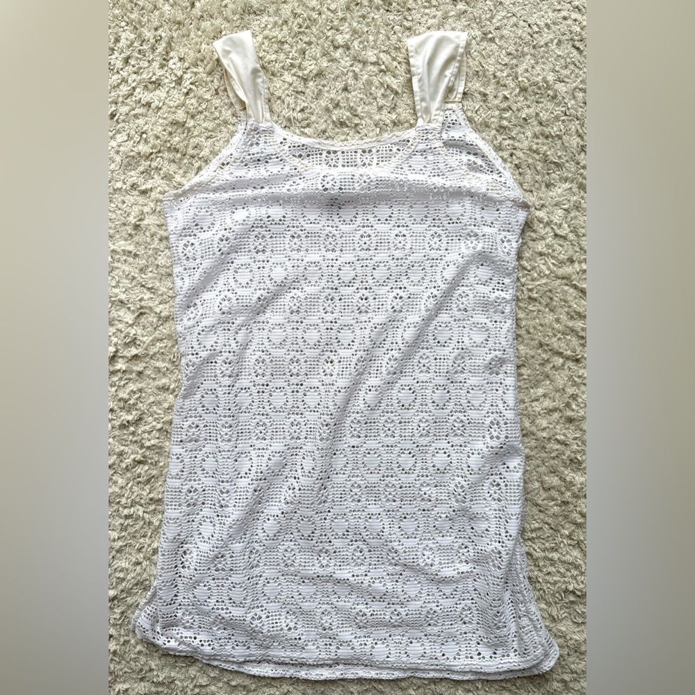 Women's Jaclyn Smith White Crochet Cover-Up Dress Size M - Picture 6 of 6